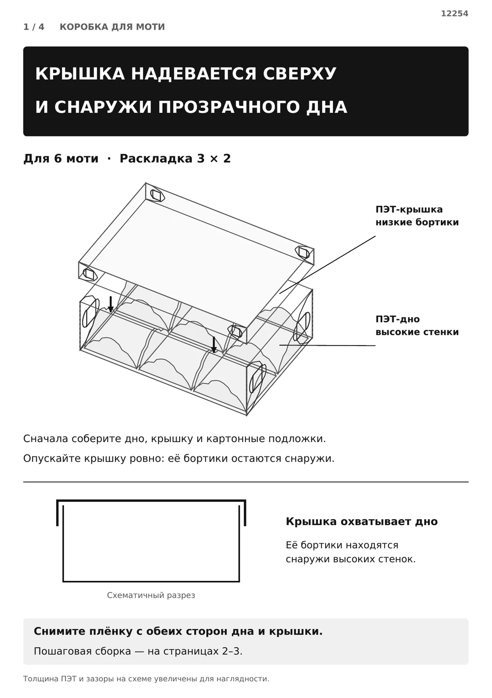Крышка надевается сверху и снаружи дна — страница 1
